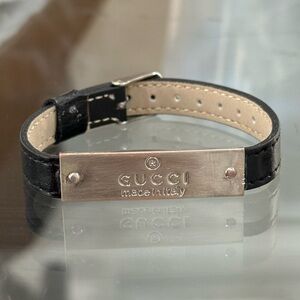 Gucci upcycled Black Leather Bracelet